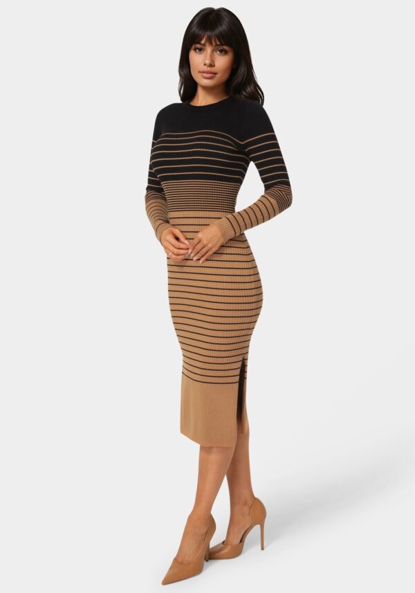 Stripe Rib Long Sleeve Maxi Dress
