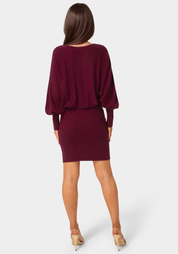 Scoop Neck Blouson Sweater Midi Dress